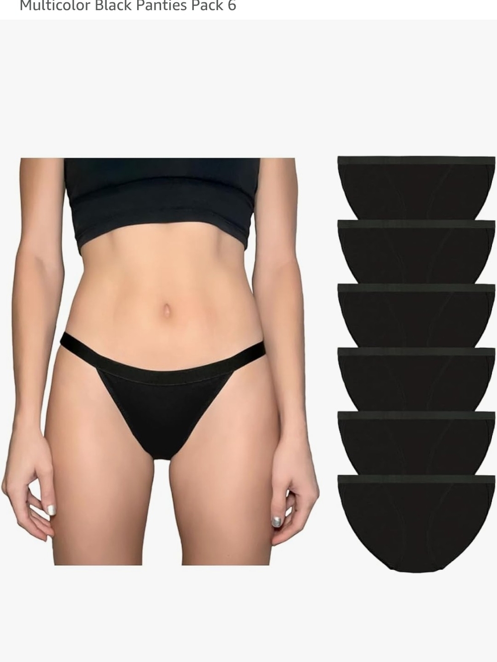 Women's Black Bikini Panty 6-Pack